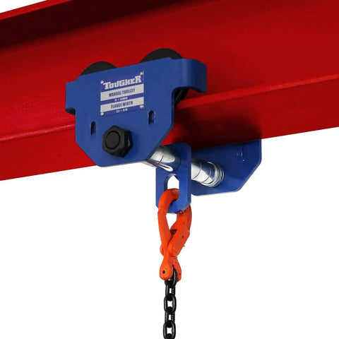 Beefed Up Dual Wheel Beam Trolley For One Ton Heavy Duty Lift With 2200 Lbs Capacity Push Manual Trolley Hoist On Dual Track Rollers