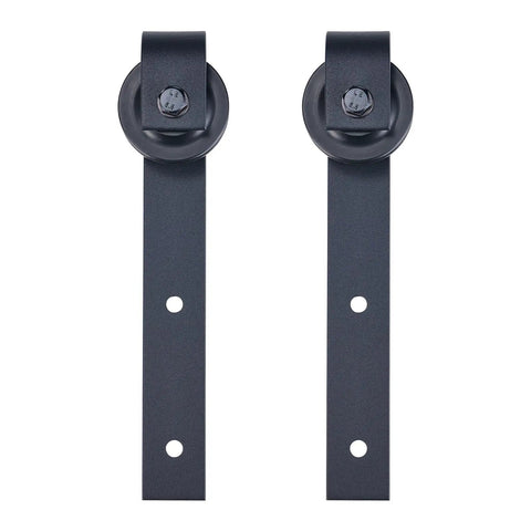 Upgrade Your Digs With This 6.6 Ft Black Sliding Barn Door Hardware Kit Serving Zero Hassle Setup solid black metal brackets.