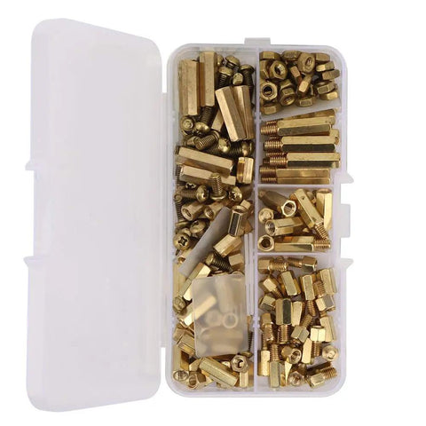 Brass Standoff Spacer Kit 180-Piece Dope Set With Male And Female Hex Pillar Nuts And Screws 10 Sizes From 5mm To 20mm Includes Plastic Storage Box The Go-To Gear For Electronics 3D Printing And PC Building, open storage box