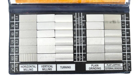 Surface Roughness Stand Comparator Set With 30Pcs Blocks Ra0.05-12.5um For Roughness Tester Gauge Pro Grade Calibration And Visual Comparison For Machining QA, black case