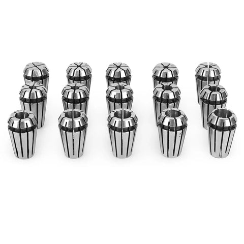 Pro Grade ER11 Spring Collet Set for CNC Engraving Milling Drilling and Lathe Workholding shown in stainless steel