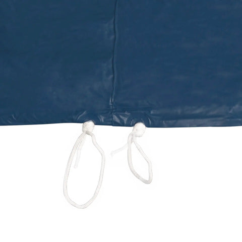 Close-up of ties on a 12 Foot X 10 Inch Round Pool Cover For Metal Frame Swimming Pools Heavy Duty Debris Shield.