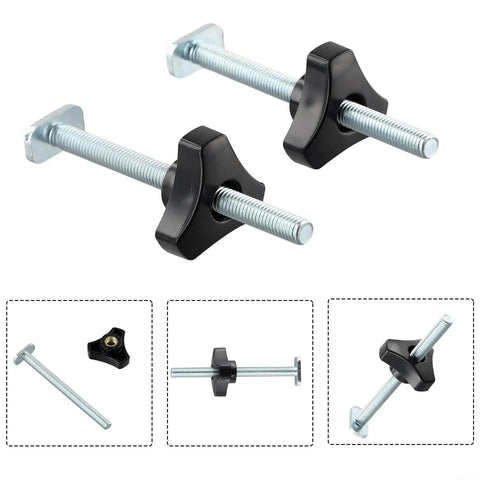 Pro M8 Star Handle T Track Knob Kit With Bolts For Woodworking Jigs Fixtures And Router Table Accessories, black plastic clamps
