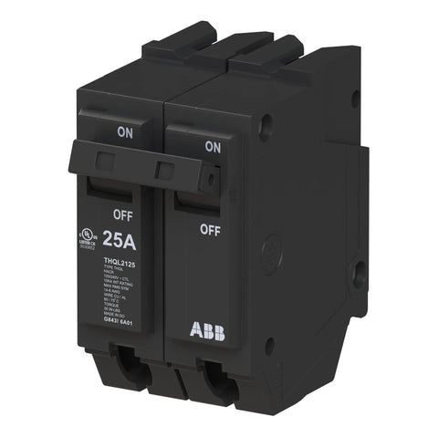 Q Line THQL2125 25 Amp Double Pole Circuit Breaker 120 240 Volt Thermal Magnetic Plug On For Load Centers 10 kAIC Interrupt Rating Durable Heat Resistant Housing Safe For Residential And Commercial Power Protection For Home And Biz, black