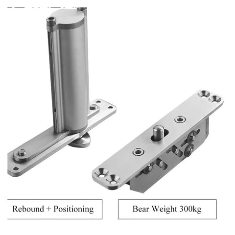 Heavy Duty Invisible Floor Hinge With Auto Rebound Lock Badass Commercial Door Closer for heavy doors, shows mechanism and mounting plate.