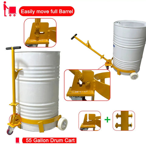 Hella Sturdy Steel Drum Dolly Cart Featuring Smooth Rolling Poly Wheels for No Sweat Hauling Of 55 Gallon Barrels and Heavy Tools.