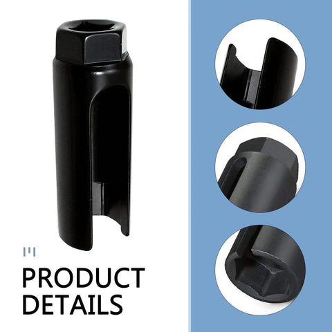 Six Point Sensor Socket Adapter With Tight Fitting Removal Sleeve For Extra Leverage, Waterproof Point Six Inch Grip, Black Tool Front View