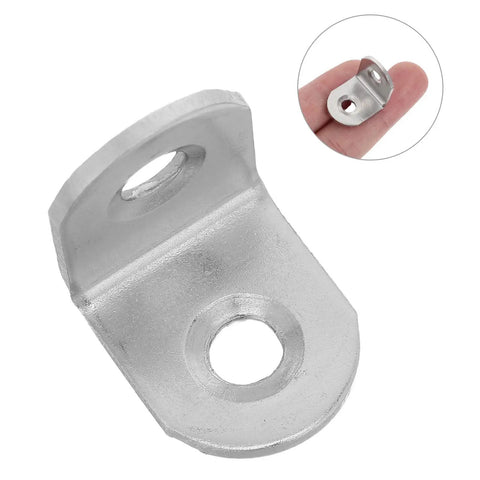 Heavy Duty Right Angle Brackets 90 Degree Corner Connectors Stainless Steel With Screws shown on fingertip for scale.