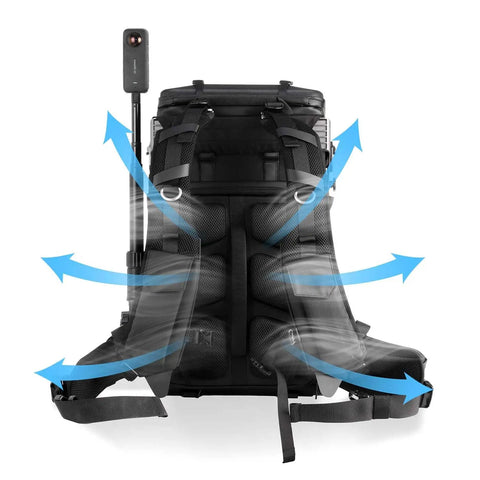 Back view of Lancer300 Combo With 300W Power Station, Modular Creator Backpack in Green, showing ventilation and strap design
