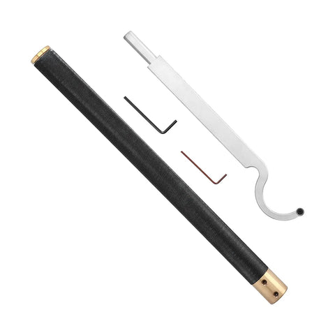 No Sweat Wood Lathe Hollowing Tool with Replaceable Tungsten Alloy Blade, aluminum handle, and hex keys for woodturning.