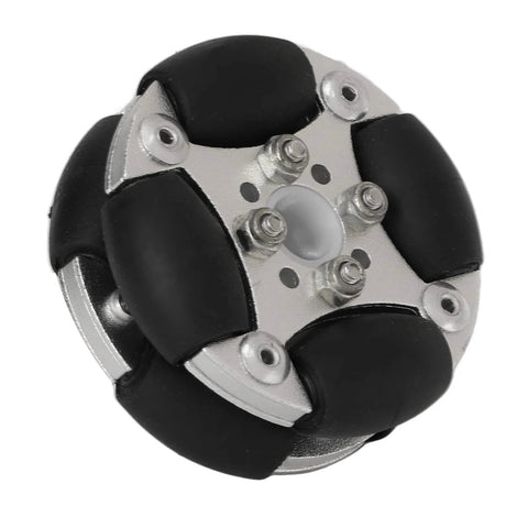 48mm omnidirectional robot wheel, aluminum alloy, durable, 360-degree rotation, ideal for robotics and competition builds.