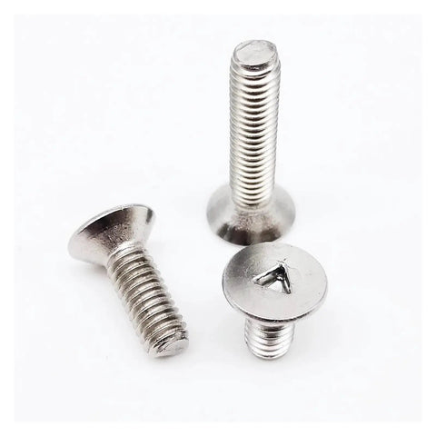 10Pc M2 M3 M4 A2 70 304 Stainless Steel Triangle Socket Security Screws Set Featuring Flat Countersunk Pan Heads