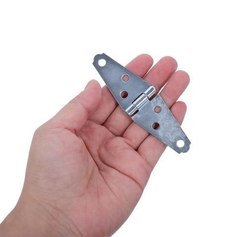 Set Of 6 Heavy Duty 4 Inch Silver T Strap Hinges For Barn Gates And Exterior Doors Premium Steel Build With Mounting Screws Knockout Grip For Everyday Swings held in hand