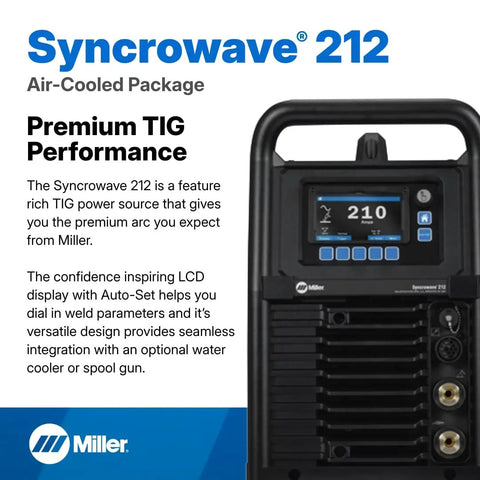 Syncrowave 212 Air Cooled Package AC DC TIG Welder With Auto Set Technology For Steel Stainless Steel And Aluminum Welds LCD