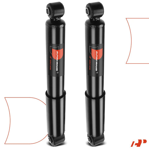 Pair of black rear shock absorber struts for Hyundai Elantra and Kia, easy install, smooth ride, quiet cabin.