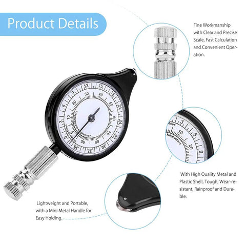 Handheld Map Distance Measuring Tool And Road Odometer Solid Aluminum Alloy Wheel with precise scale and mini metal handle.