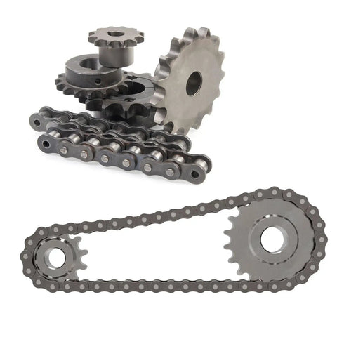 Two Pack 15 Tooth Chain Sprockets for ISO 08A Roller Chain, 1 Inch Bore, C45 Carbon Steel With Black Oxide Finish for Rust Proofing, Set Screws