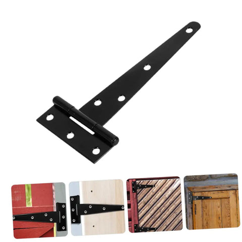 Heavy Duty Black Galvanized T Shape Weld On Hinges 5 Inch 8 Pack for cabinets, screen doors, garage and RV use, shown on doors