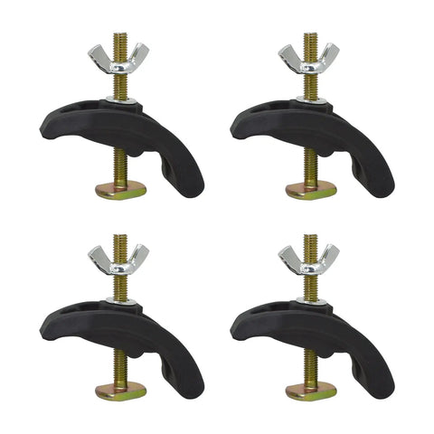 Four Pack Heavy Duty Nylon Arcuate Press Plate Clamps Offer Dead Secure Grip On T Slot Workbenches, showcasing durable polyamide construction.