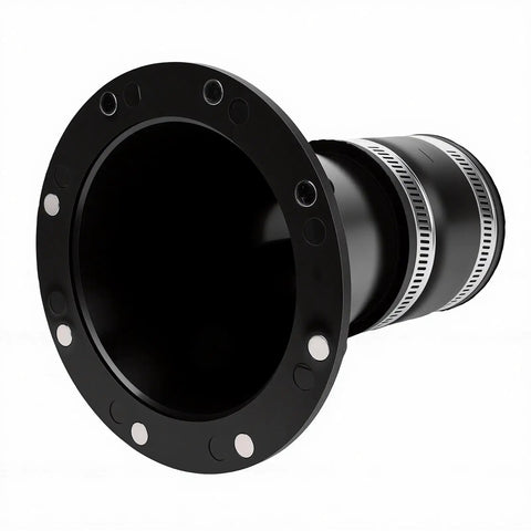 Heavy Duty 4 To 2.5 Inch Magnetic Dust Collection Coupler With 8 Mighty Magnets And Rubber Gasket For Seamless Woodworking Vacuum Hose Attachment Quick Swap Fitting For Shops And Garages, black coupler with magnetic features.