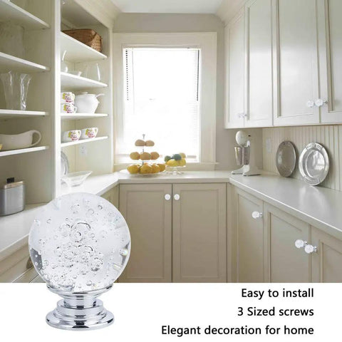 Kick Up Your Kitchen Vibe With Premium Transparent K9 Crystal Cabinet Knobs Set Of 10 Round Glass Bubbles For Drawers And Dressers sleek and smooth design in a bright kitchen