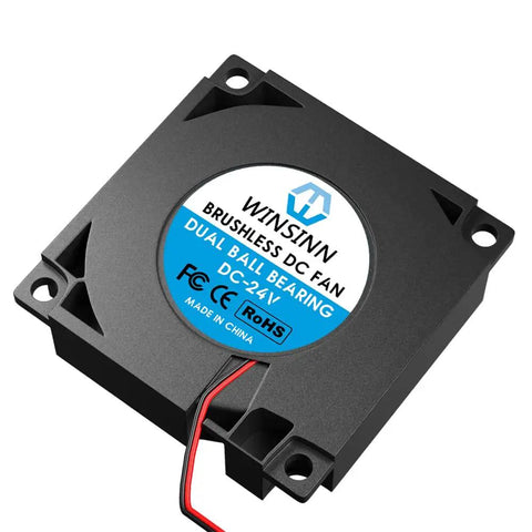 Heavy Duty 40mm Blower Fan 24 Volt Upgrade For 3D Printers No Sweat Install Dual Ball Bearing Quick Swap Replacement Steady Airflow Exhaust Fan Pack Of Five close-up view showing black casing and dual ball bearing label.