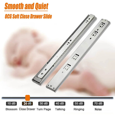 22 Inch Full Extension Drawer Slides With Ball Bearing Rollers, Heavy Duty Side Mount, 100 Lb Capacity, shown in zinc finish