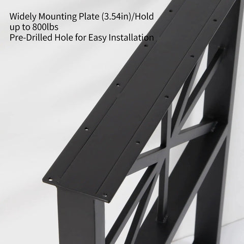 Top view of Beefy Heavy Duty Metal Table Legs 28 Inch High Square Tube Iron Desk Legs with pre-drilled mounting holes.