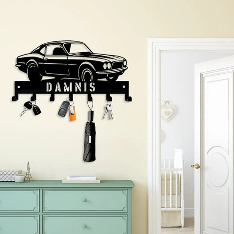 Custom Name Car Key Wall Mount Organizer Rack For Car Lovers Dope Living Room Hallway Office And Home Decor Modern Key Holder