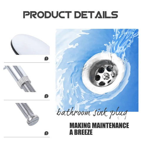 2pcs Bathtub Drain Plug Rotating Design Brass with Flat Seal, chrome finish with rotating mechanism for easy drainage.