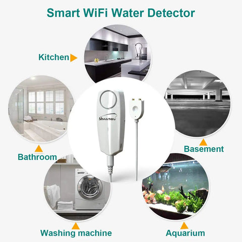 Smart Water Leak Alarm Sensor With 100dB Siren for kitchen, bathroom, basement, washing machine, aquarium protection