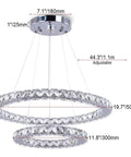 Modern 4-Ring Crystal LED Chandelier With Adjustable Height, K9 Crystal And Stainless Steel, Warm White 2700-3500K, Non-Dimmable