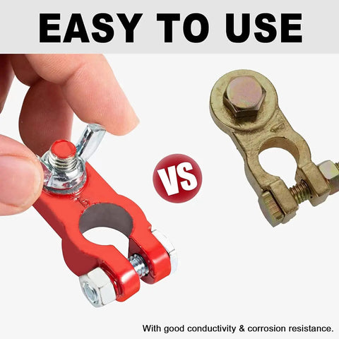Color Coded Battery Terminal Kit For Cars And Trucks With Positive And Negative Clamps, Easy Install, Anti Corrosion Felt Washers, comparison view