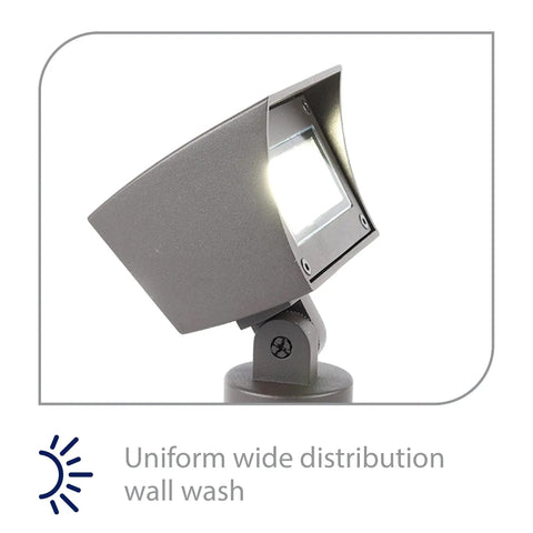 Wall Wash LED Landscape Light 12V With Built In Dimming 3000K Warm White Solid Brass Bronze Coated Housing in profile view