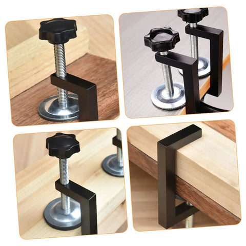 Close-up of two adjustable metal clamps, focus keyword: Two Pack Outdoor Chair Fasteners For Rattan And Wicker Furniture Easy Install Patio Sofa Clips