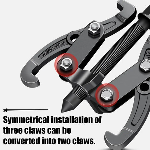 Heavy Duty 3 Jaw Bearing Puller Tool With Reversible Grips For Cars Trucks Rv Motorcycle Universal Inner Gear And Flywheel Extractor close-up showing adjustable claws and tension mechanism.