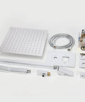 Ultimate Rain Shower System With Dual Heads, Ceiling Mounted High Pressure Flow, Chrome 12 Inch Showerhead And Handheld parts