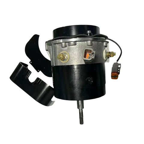 Straight Off Swap Rock Solid Replacement Motor Wheel Drive Assembly For Jlg Scissor Lift 1930es Cableless Motor With Brake 140-33-4012 70001656 1001092737 detailed view of motor assembly with connectors