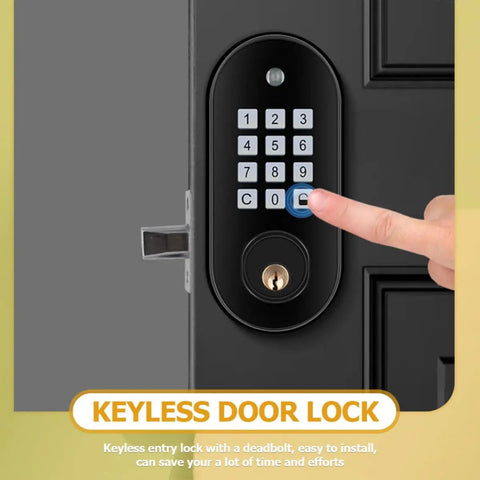 Electronic Keypad Deadbolt Door Lock With Automatic Front Door Locking And Keyless Entry Design Featuring Anti Peep Virtual Passwords For A Real Deal Lock It Down Home Security Setup, displaying keypad and unlocking action.