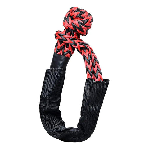 Four Piece Intertwine Black And Red Soft Shackle Rope Set With Protective Sleeve For Off Road Recovery And Towing 38000 Lbs Breaking Strength
