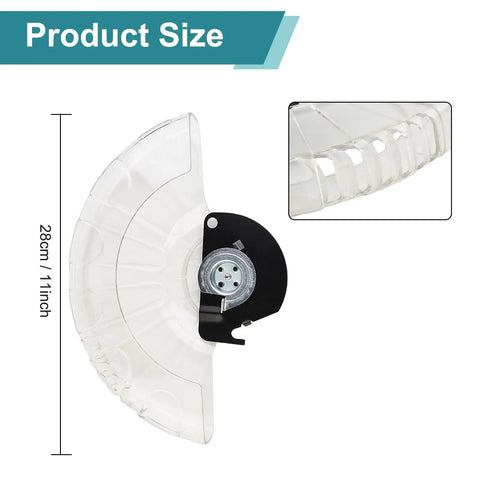 Durable Miter Saw Blade Guard Replacement With Lower Guard For LS1040 Saw, Easy Install shown in front view with dimensions