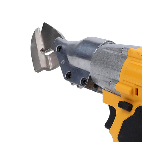 Heavy Duty Electric Metal Shears With Variable Speed Control And 360 Degree Rotating Head showing hardened alloy blade for cutting.