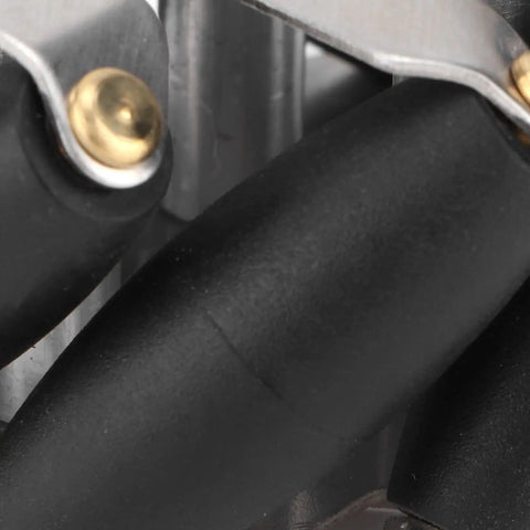 Close-up of TPR rollers on Four 48mm Steel Mecanum Wheels Set With TPR Rollers Pro Grade Left And Right Omni Directional Wheels For Robot Car 3Kg Load Capacity Durable RC Car Accessory For Precise Multidirectional Maneuvering.