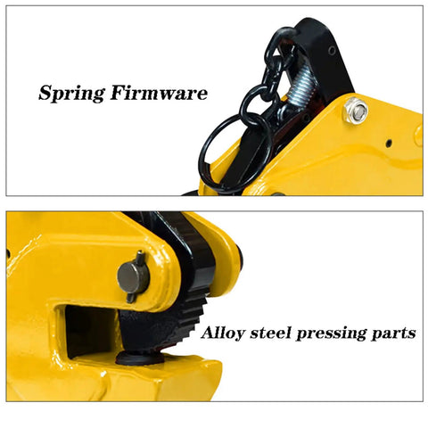 Rock Solid Vertical Steel Plate Clamp 10 Ton Heavy Duty Alloy Steel Lifting Tongs, showcasing spring firmware and alloy steel pressing parts.