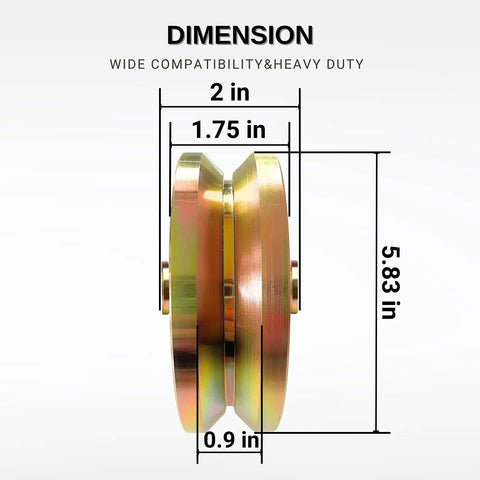 Built Like A Tank 6 Inch V Groove Sliding Gate Wheels Set Of 2, Double Bearing Steel Rollers for industrial gates width and height dimensions.
