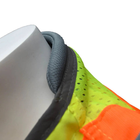 Close-up of green SV55 Class 2 Heavy Woven Two Tone Engineer Vest with padded neck, part of durable hi-vis worksite gear