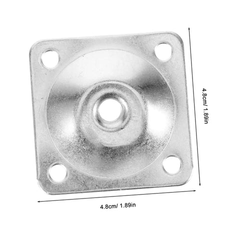 Heavy Duty Iron Table Leg Brackets Four Pack For Sofa Couch And Ottoman Replacement Mounting Plates, pre-drilled mounting plate detail.