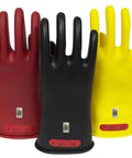 Class 0 Black Rubber Voltage Insulating Gloves For Electric Work, 11 Inch, Max 1000V AC And 1500V DC, Tested With Date Stamp