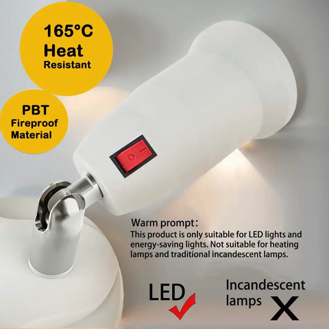 Two Bulbs In One Socket E26 E27 Adjustable Light Socket Splitter with 360 Degree Rotation and 180 Degree Bend shown in use