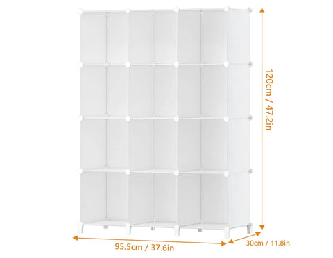 12 Cube Closet Organizer System For Easy Home Storage, Portable Closet Shelves With White Durable Plastic Panels, Metal Frame